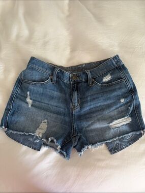 aerie Dark Blue Distressed Denim Jean Shorts